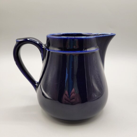 French Cobalt Blue Ceramic Milk Pitcher Jug - Picture 4 of 7